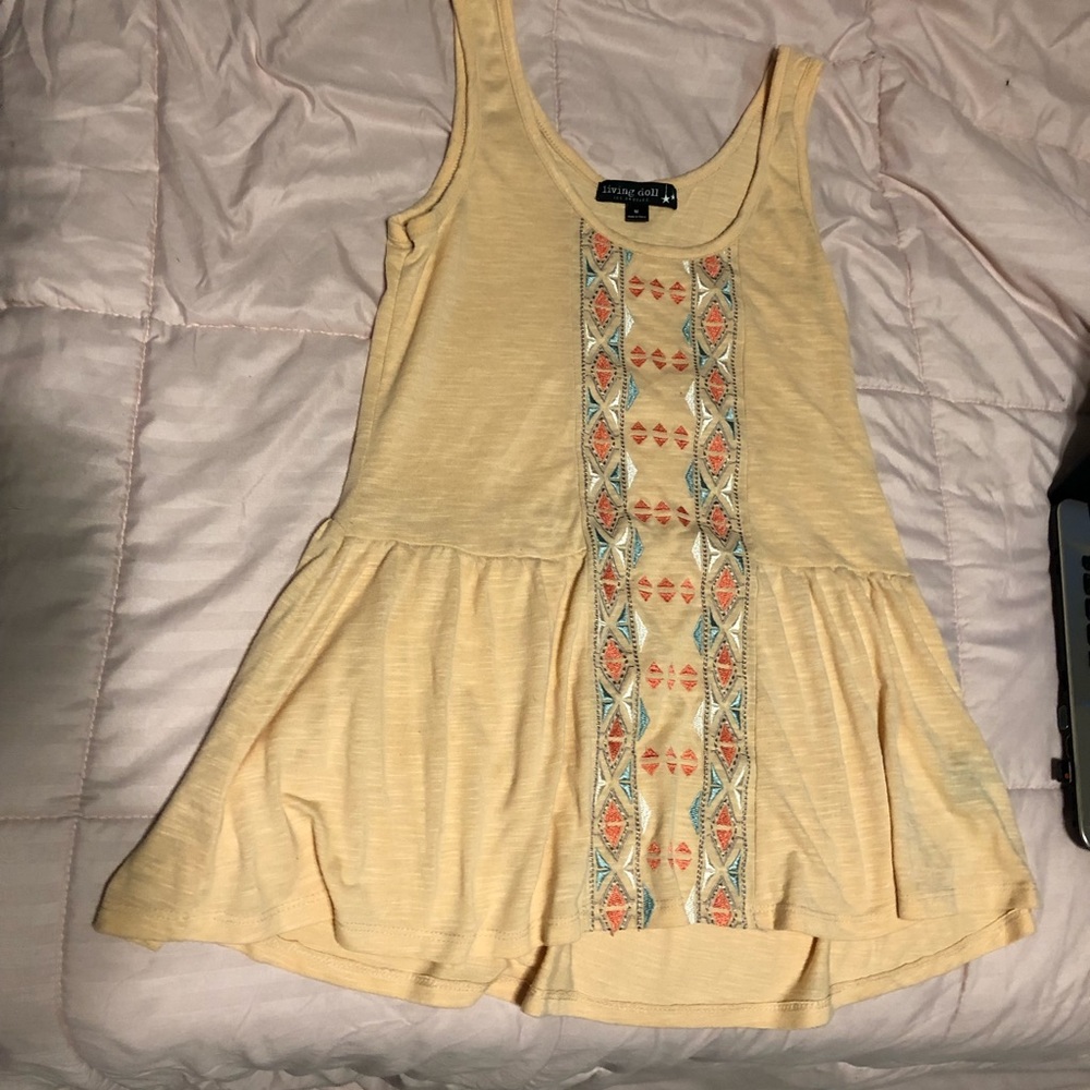 orange tank top with a colorful design